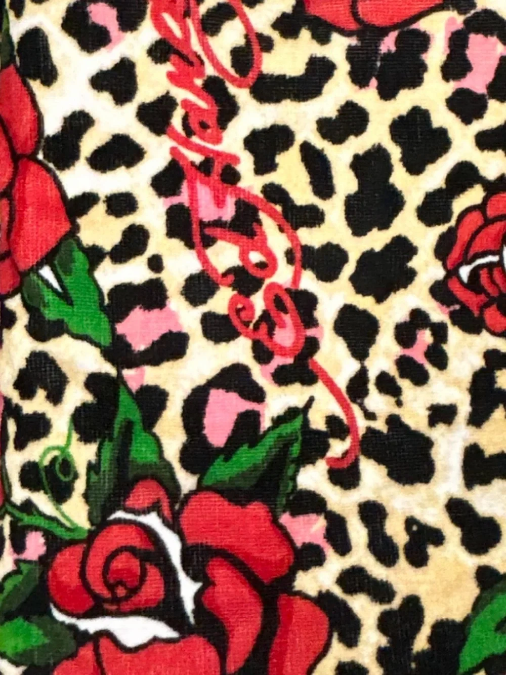Ed Hardy Rose and Animal Print 6 Foot Beach Towel 36”x72”